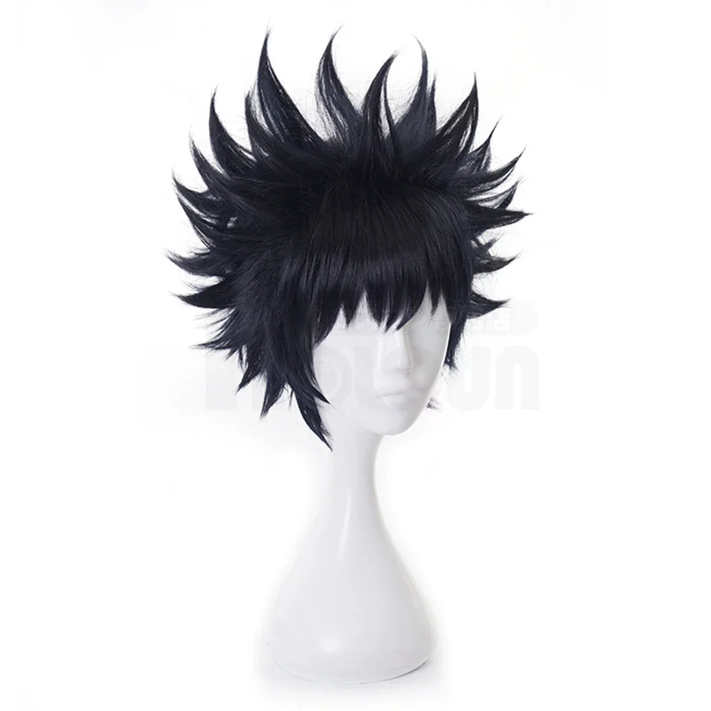 New Jujutsu JJK Manga Anime Fushiguro Megumi Cosplay Costume Wig Dark Blue Jacket Pants Uniform Rose Net Synthetic Halloween