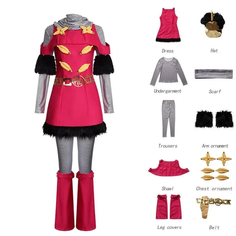 Hot Pants Cosplay Costumes Uniform Ainme JOJO Rose Red Dress Role Play Halloween Carnival Party Dressing For Women Clothing