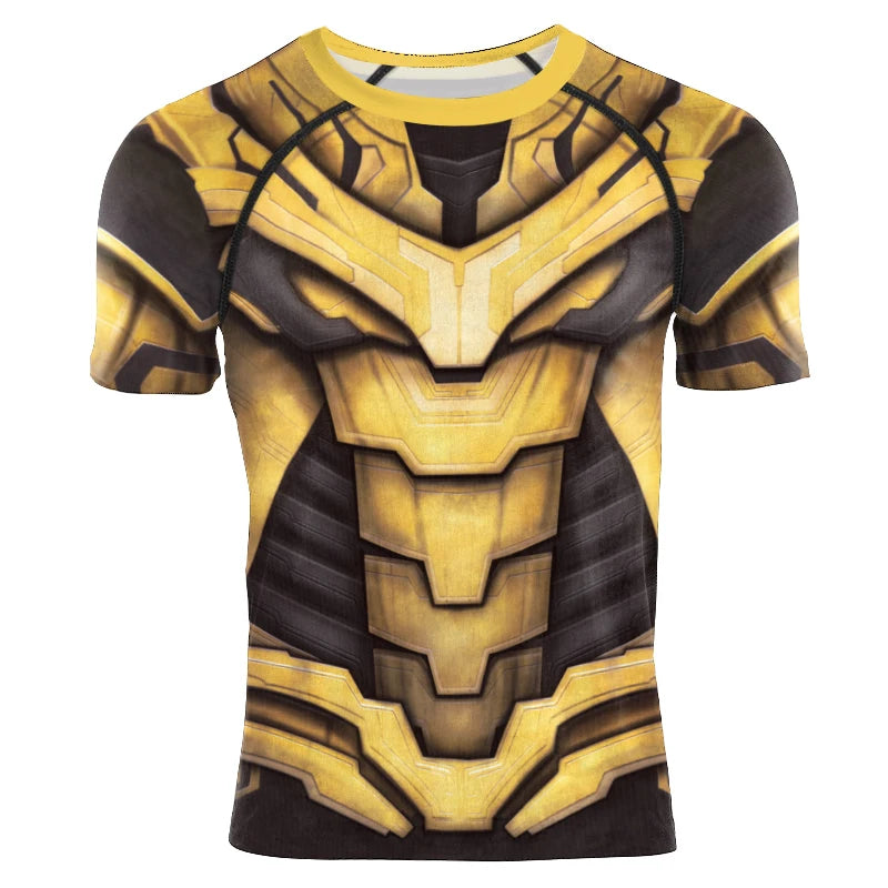 [You're My Secret] Superhero Long Sleeve Workout 3D Compression Shirt Comics Cosplay Costume Men's Quick Dry Rash Guard Gym Tops