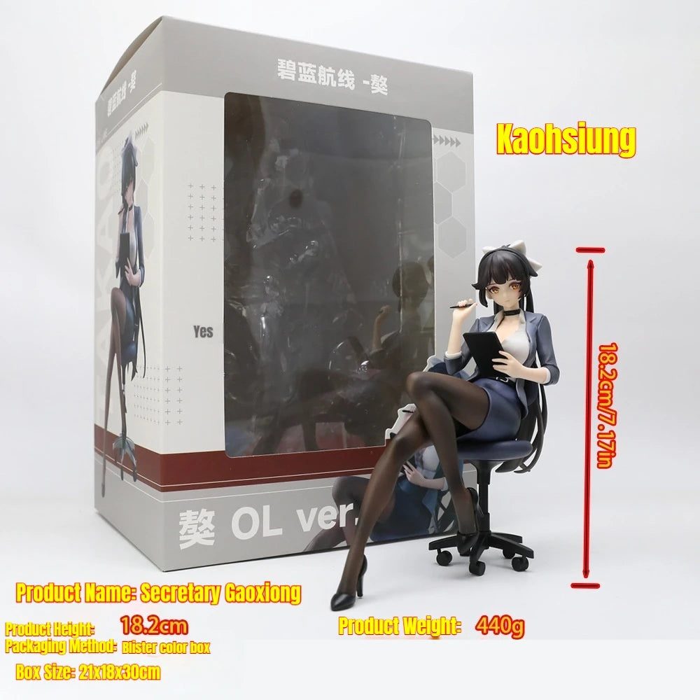 Anime Figure Azur Lane Takao Office Secretary Pvc Statue Bookshelf Computer Case Decoration Desktop Ornament Adult Collection