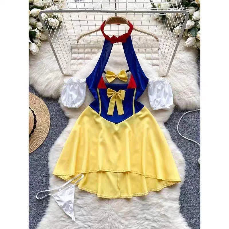 Sexy Maid Costume Outfit For Women Cosplay Cute Kawaii Lolita Exotic Style Bowknot Dress Uniform Party Halloween