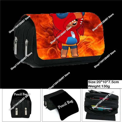 3D Anime Pen Bag Student Storage Bag Brawl Stars Cartoon Pen Box Cute Boys Girls Pencil Case