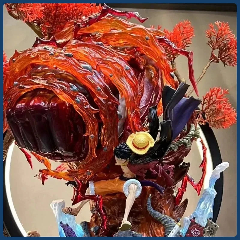 HOT  One Piece gk anime figure luffy with toys led gear 3 red rock statuette pvc model collectible decoration birthday present