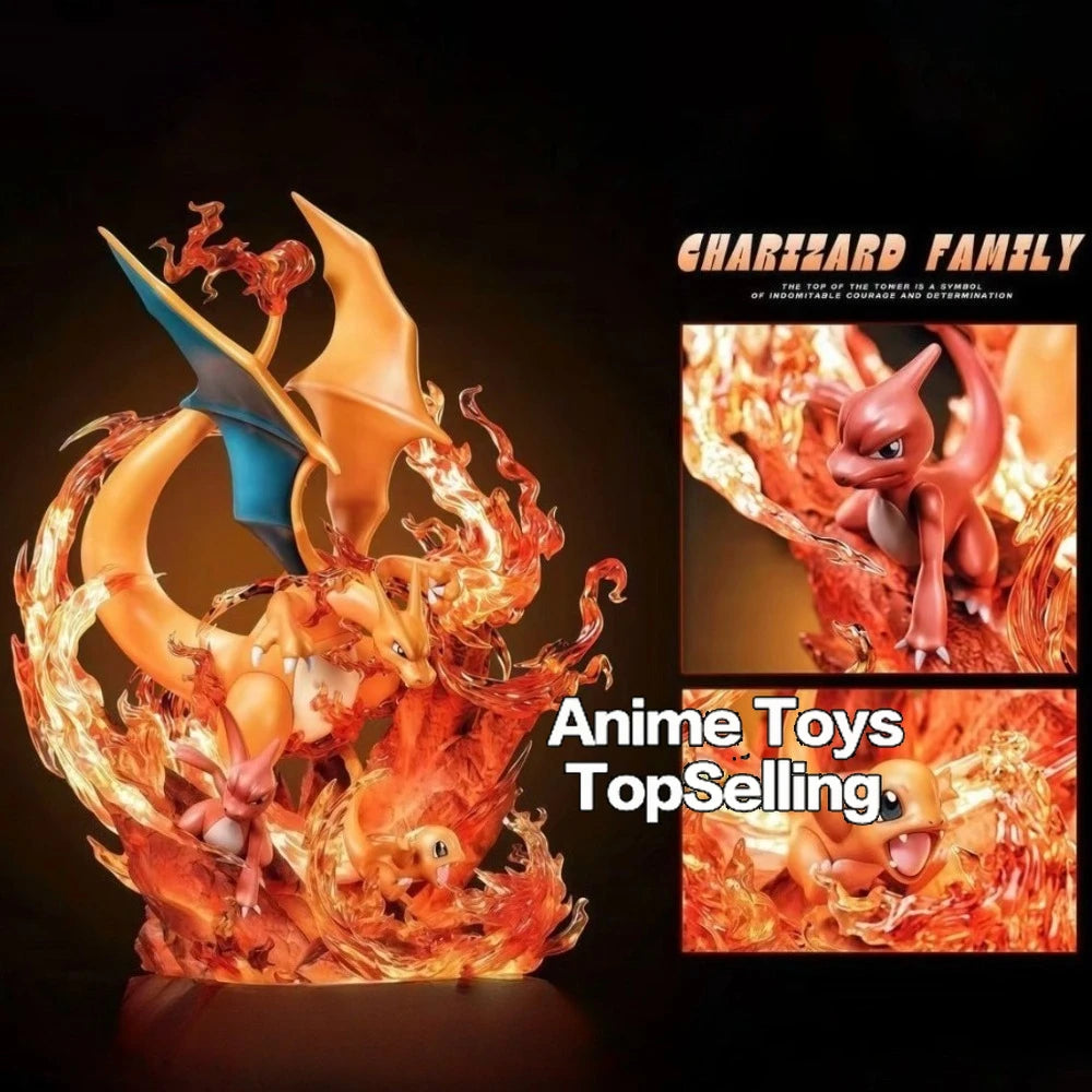 30cm Anime Pokemen Figure Charizard ‌Family‌ Action Figures Pvc Statue Desktop Ornamen Collection Model Toys Gifts