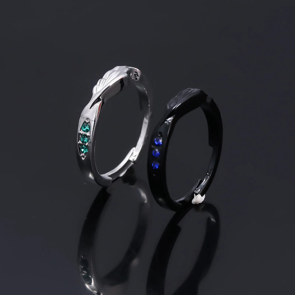 Brdwn Attack on Titan Unisex Eren Jager Mikasa Ackerman Cosplay Halloween Lovers Couple Ring