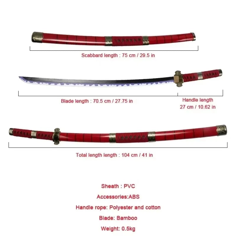 40incn Roronoa Zoro Katana Ninja Knife Sword Anime One Piece Cosplay Real Size Japanese Katana Original Samurai Sabre Toy Gift