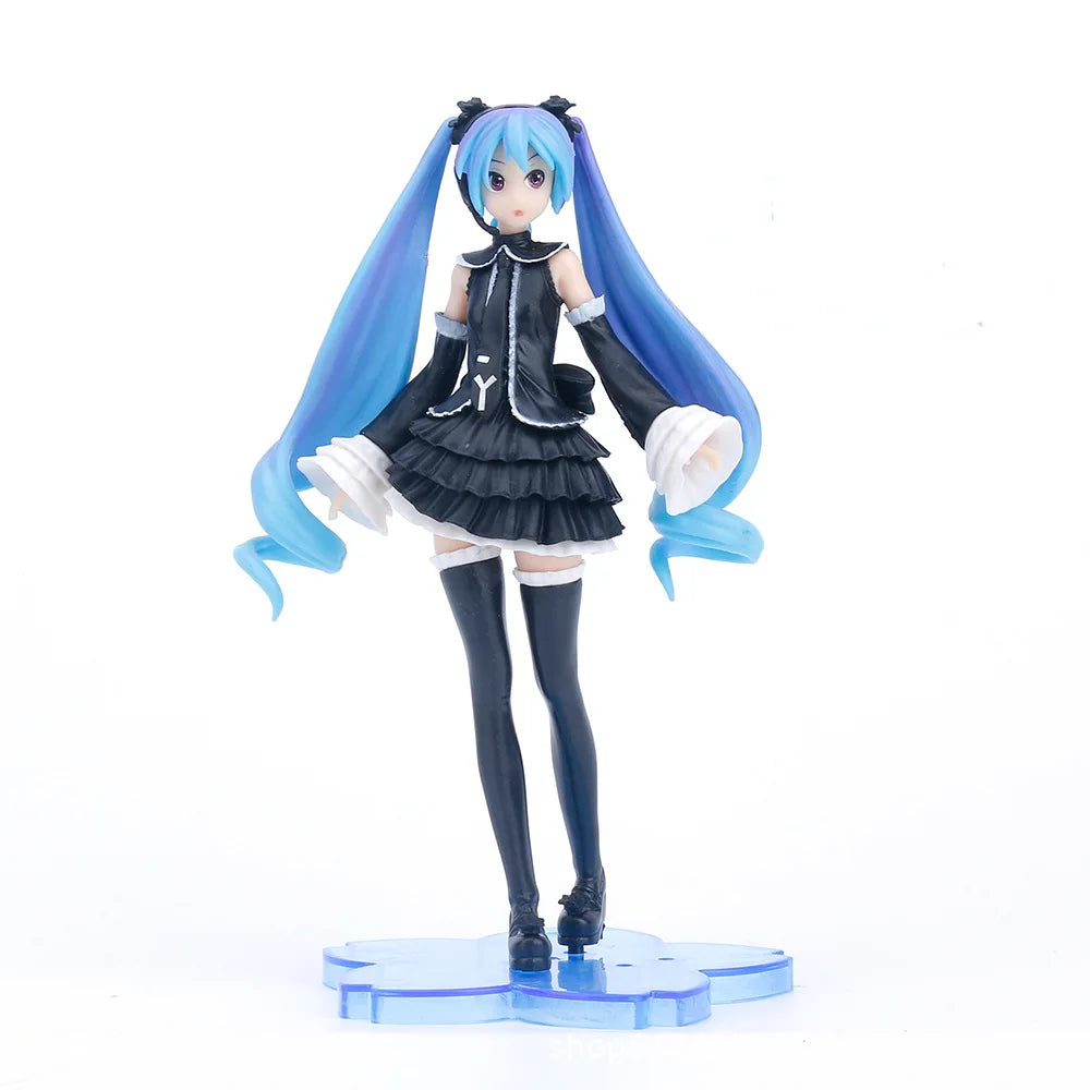 17CM Anime Hatsune Miku Project DIVA Arcade Future Tone Hatsune Miku Black Dress Lolita Model Toy Gift Collection Aciton Figure