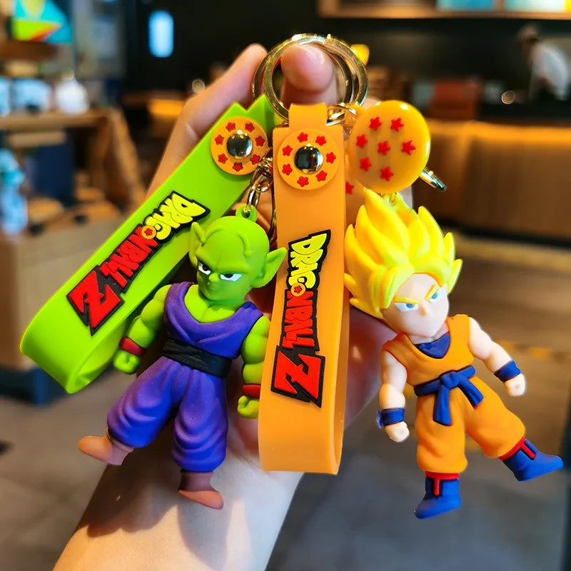 Anime Dragon Ball Keychain Fashion Son Goku Vegeta Piccolo Dragon Ball z Resin Action Figures PVC Key Ring Bag Pendant