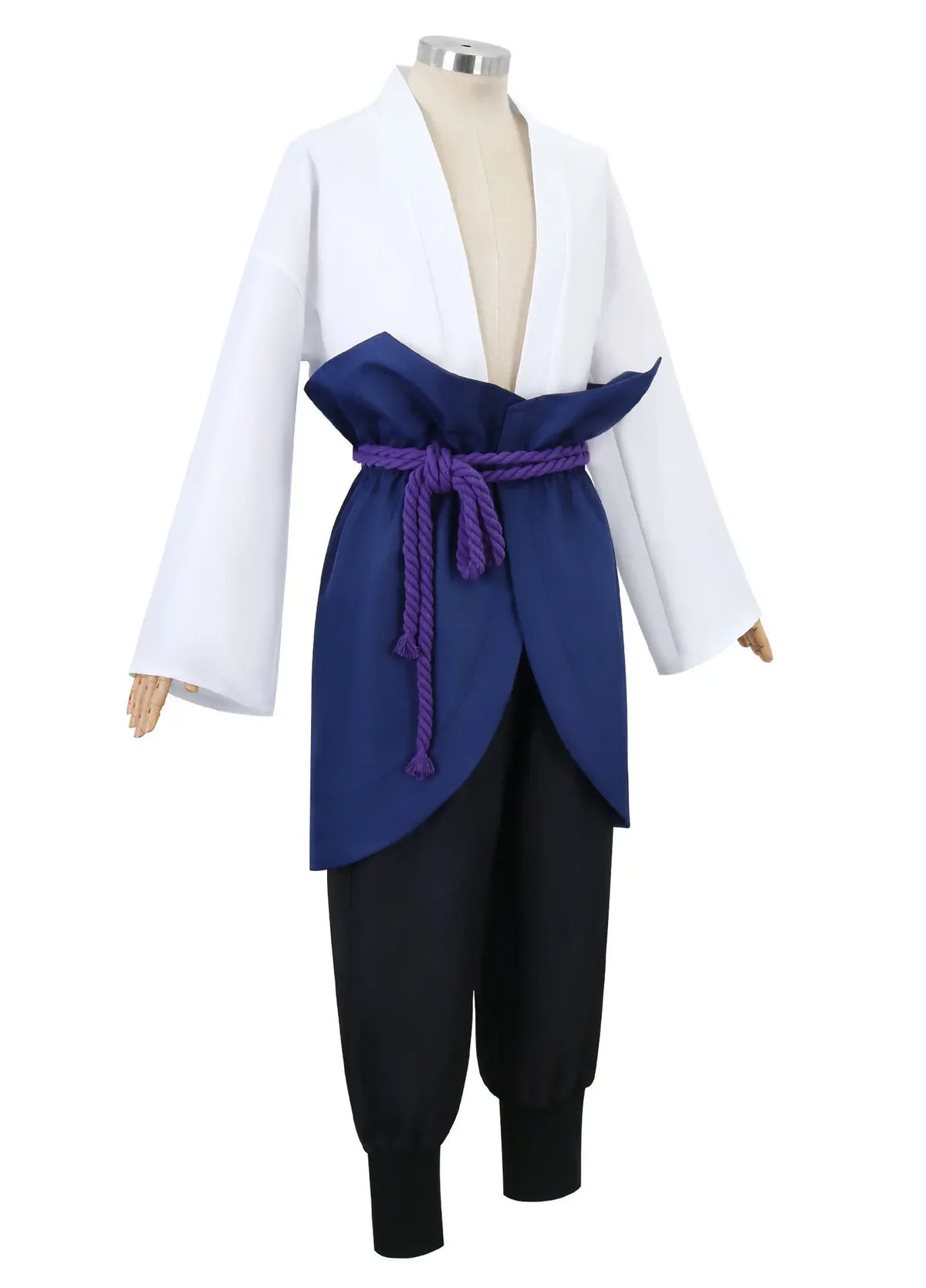 Uchiha Sasuke Cosplay Costume Set - Anime Hokage Shippuden Third Generation Gray Top Suit Wig for Halloween