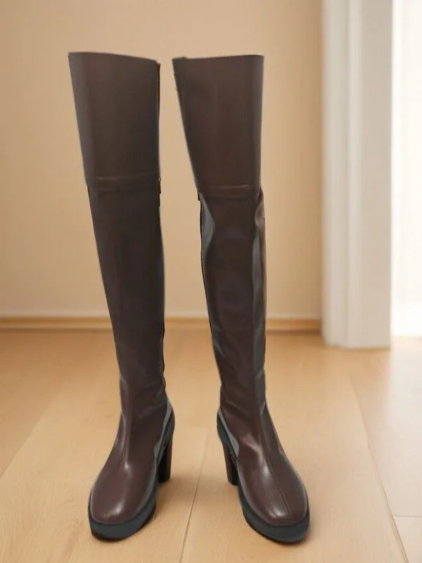 Attack on Titan Cosplay Brown Knee-high Long Boots Anime Ensemble Three Sheets of Paper Team Uniform Custom-made Shoes