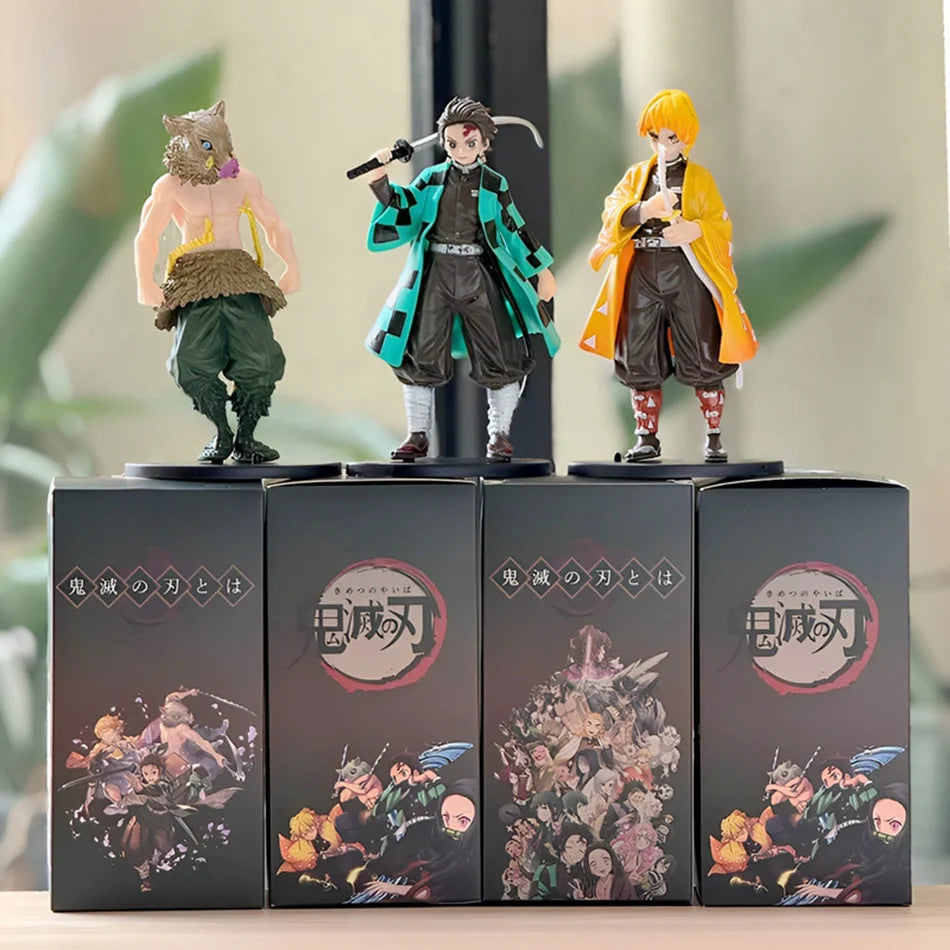 Demon Slayer Kimetsu no Yaiba Figure Kamado Tanjirou Agatsuma Zenitsu Nezuko PVC Model Toys Anime Character Warrior Figure