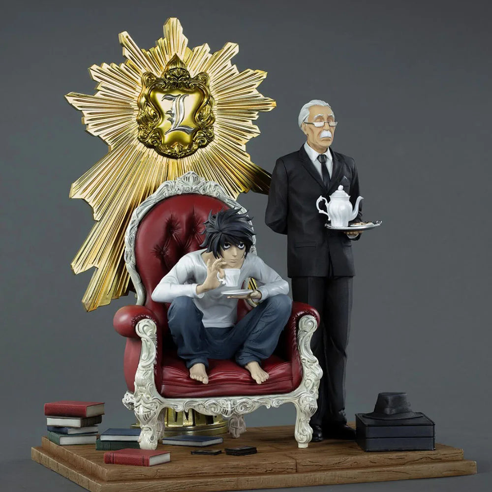 18CM L Lawliet Figure DEATH NOTE Chair Sitting Position Anime Desktop Crafts Golf Model Toy Gift Collection Ornaments PVC