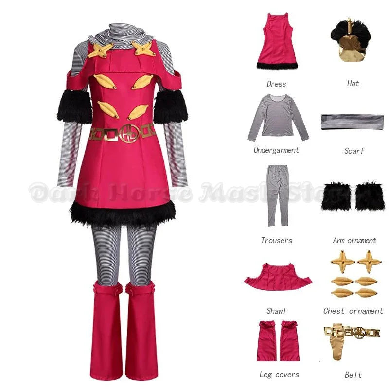 Hot Pants Cosplay Costumes Uniform Ainme JOJO Rose Red Dress Role Play Halloween Carnival Party Dressing For Women Clothing