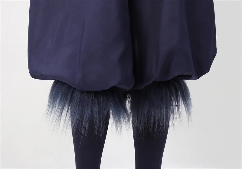 Women's Hashibira Inosuke Cosplay Costume Tops Pants Fake Fur Apron and Fake Fur Leg Accessory for Halloween