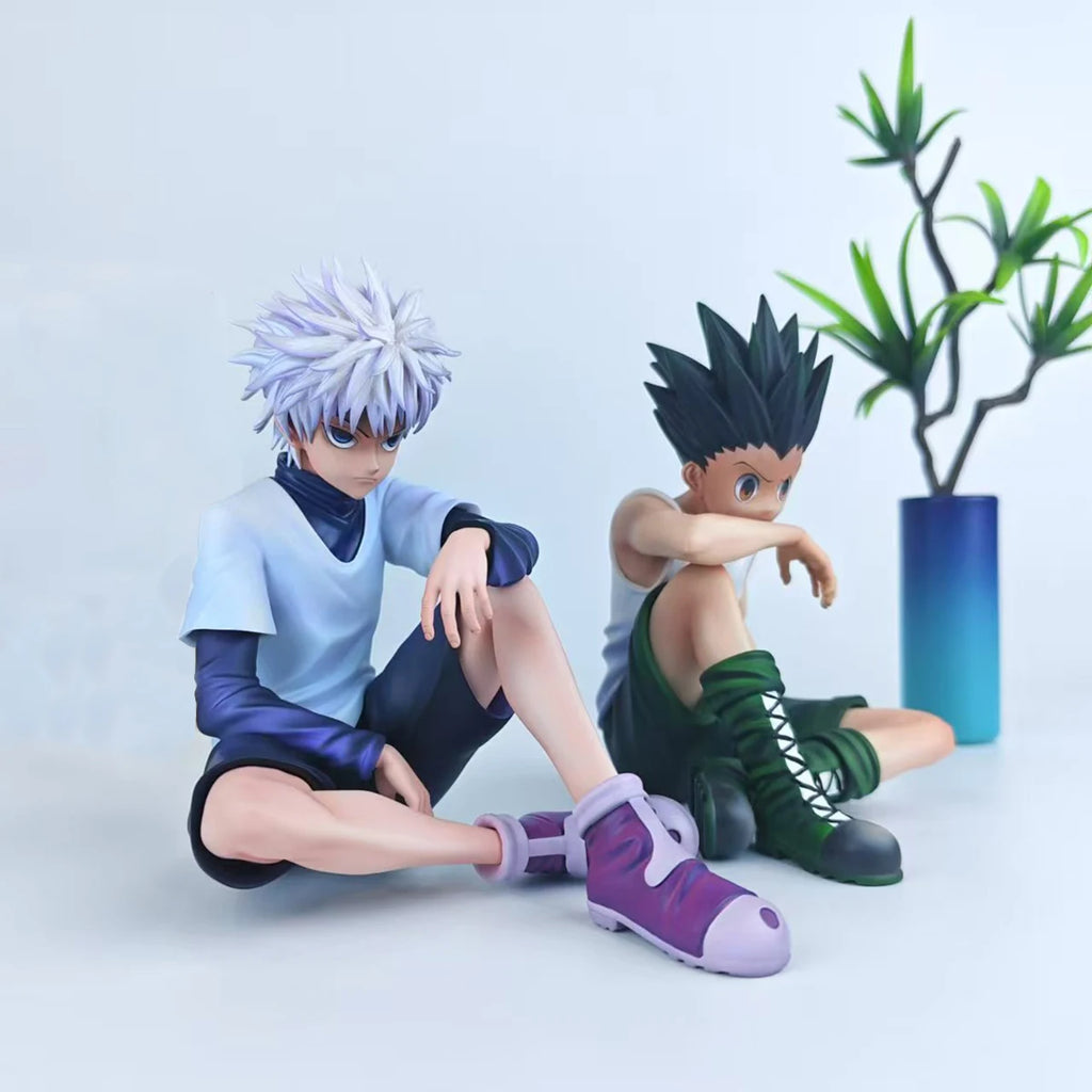 12cm HXH Anime Figures Killua Zoldyck GON FREECSS Sitting Action Figures PVC Model Toy Adult Collection Statues Children Gifts
