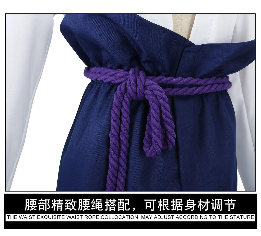 Uchiha Sasuke Cosplay Costume Set - Anime Hokage Shippuden Third Generation Gray Top Suit Wig for Halloween