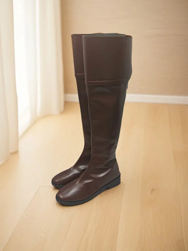 Attack on Titan Cosplay Brown Knee-high Long Boots Anime Ensemble Three Sheets of Paper Team Uniform Custom-made Shoes