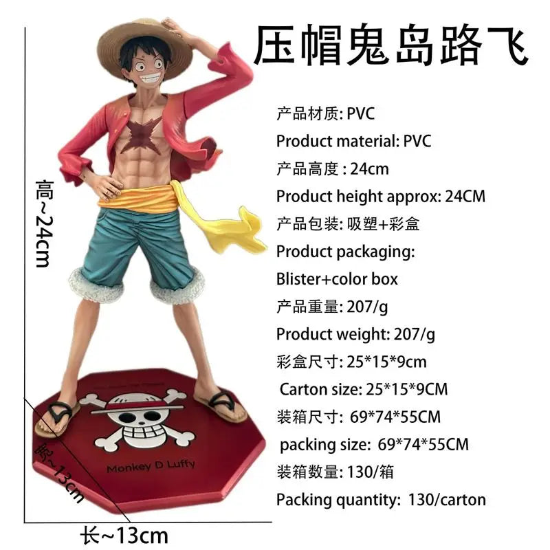 In-Stock 24vm Cap-Pressing Luffy One Piece Hand-Made Cartoon Desktop Decorative Ornaments Statue For Boy Holiday Gift
