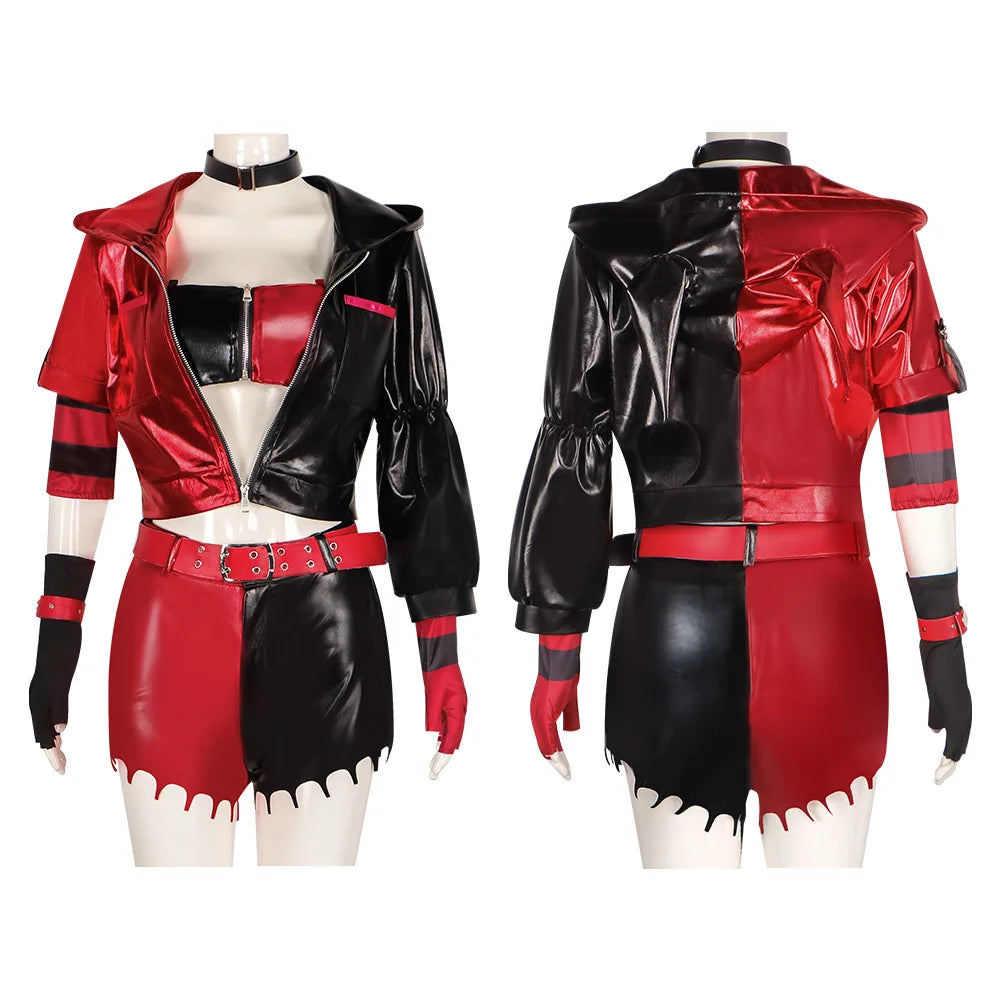 Anime Clown Harle Cosplay Costume Anime Quinzel Suicide Isekai Joker Girl Squad Uniform Wig Set Halloween Party Outfit for Women