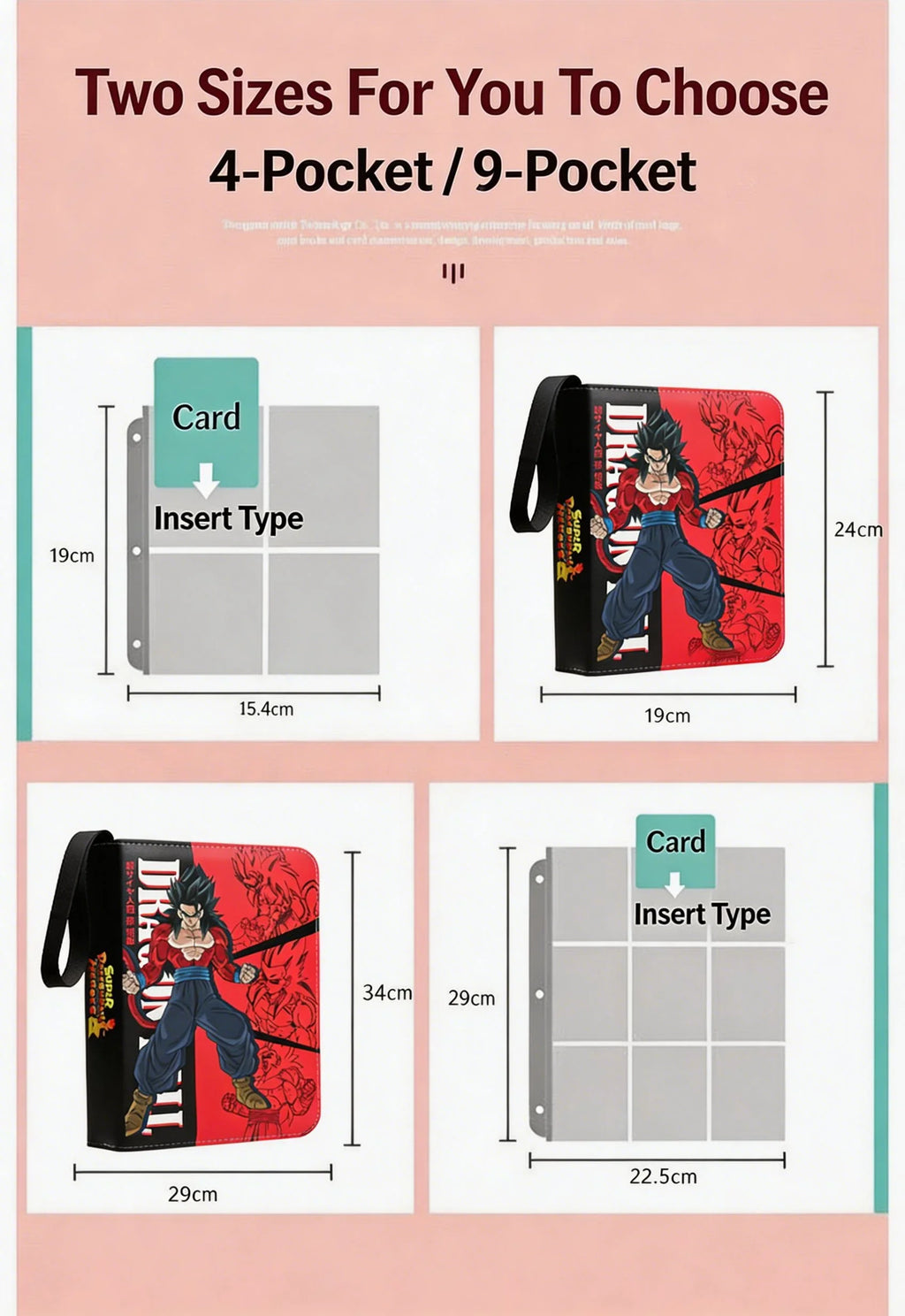 400pcs/900pcs Anime Dragon Ball Vegeta Folder Binder card Holder Game Cards Album Book Collection Cards Storage bag Kids Gifts