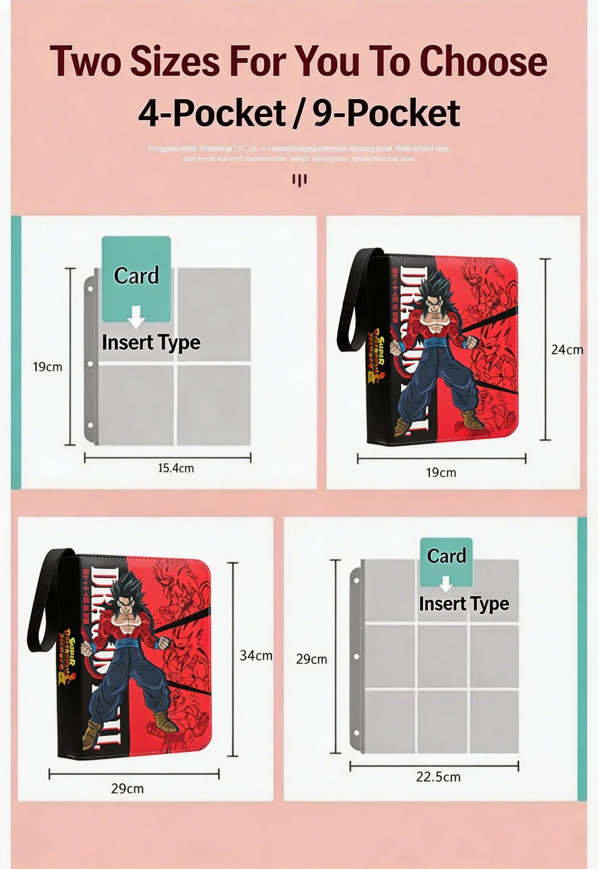 400pcs/900pcs Anime Dragon Ball Vegeta Folder Binder card Holder Game Cards Album Book Collection Cards Storage bag Kids Gifts