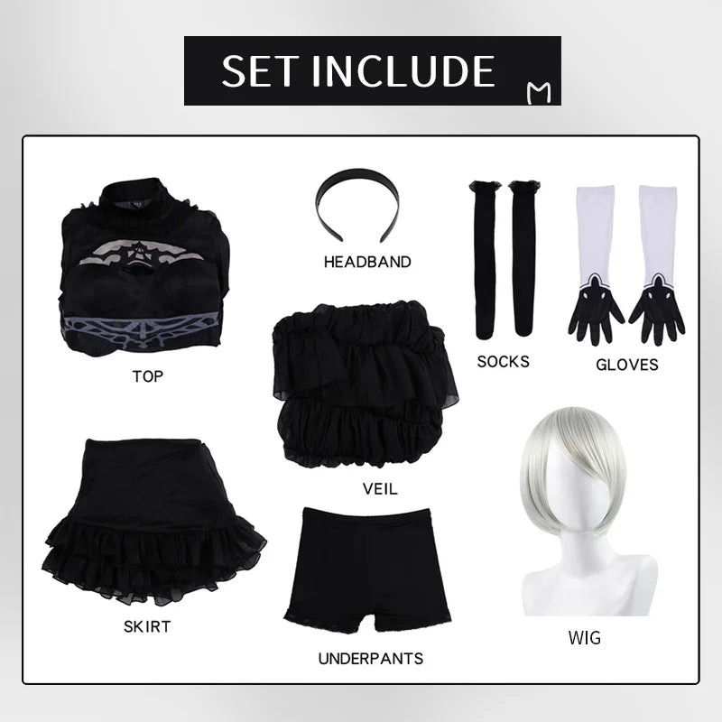 Yorha 2B Cosplay Costume Outfit Games Suit Women Role Play Costumes Halloween Party Wedding Dress