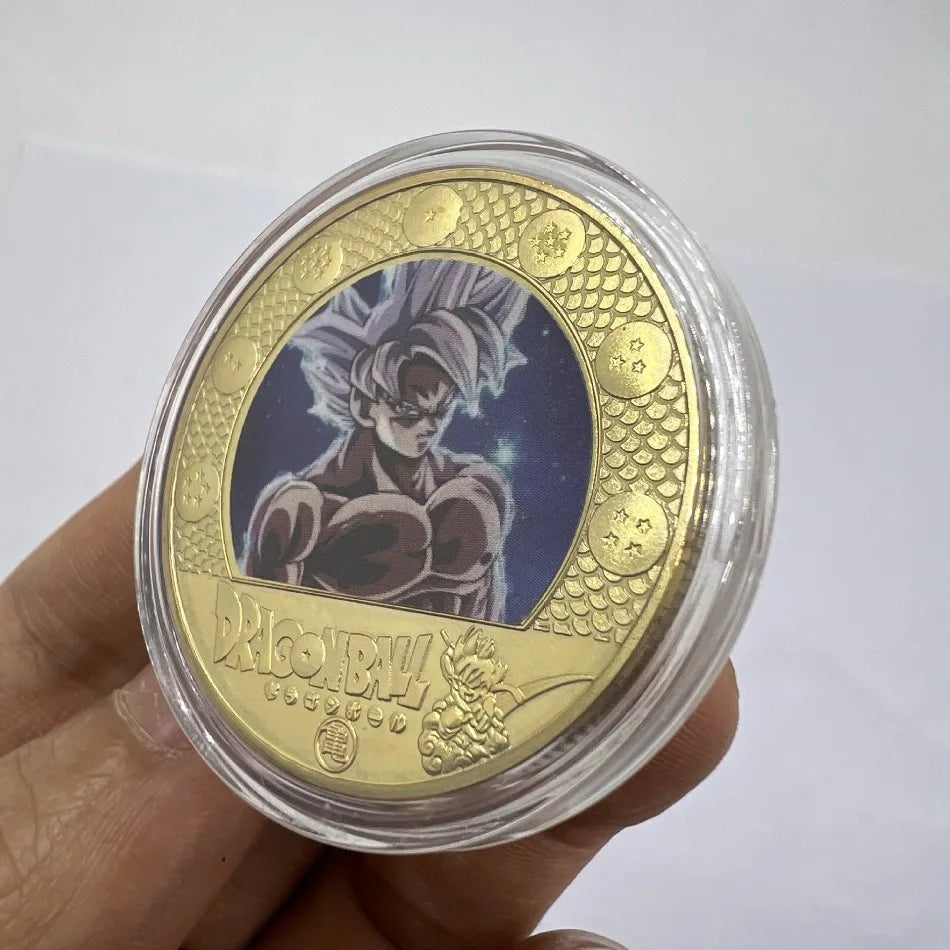 10CPS2026 New Dragon Ball Z 10th Anniversary Coin Keychain Metal Crafts Die-casting Sticker Badge Bag Pendant Accessories