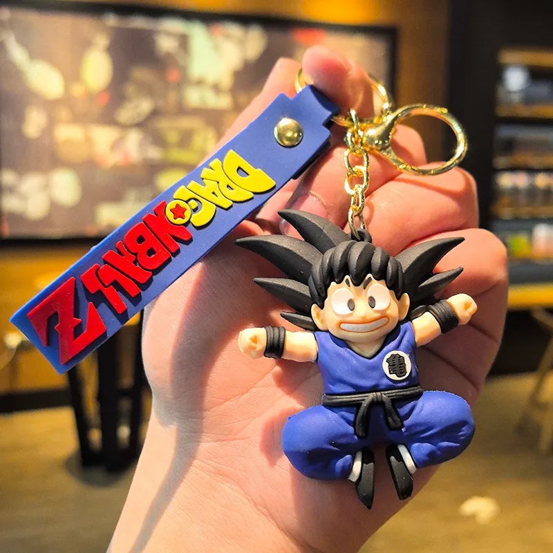 Anime Dragon Ball Keychain Fashion Jewelry Son Goku Vegeta Piccolo Crystal Ball Resin Action Figures PVC Key Ring Bag Pendant
