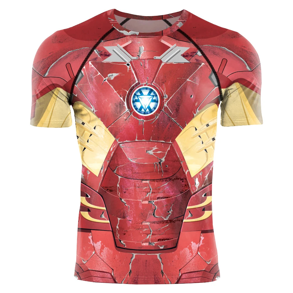 [You're My Secret] Anime Superhero Cosplay Costume Long Sleeves Armor Print Compression Shirt Workout Fitness Summer Clothing