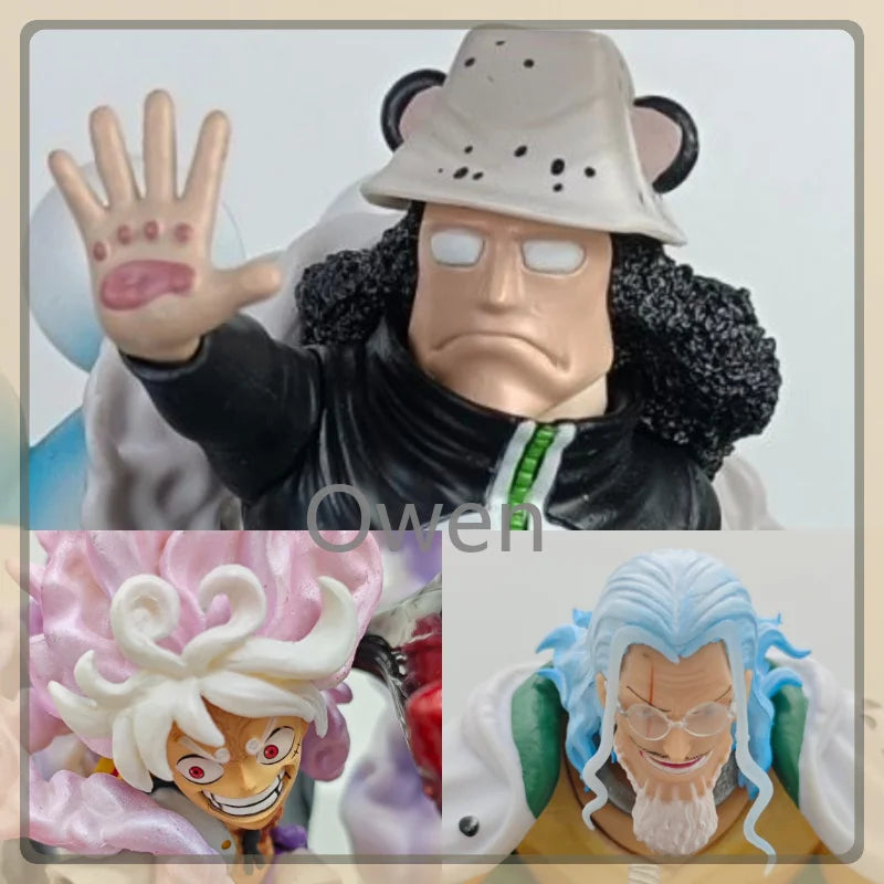 Luffy Gear 5 Nika & Rayleigh Sitting & Kuma Hand Sign Pose One Piece  Action Figures PVC Statue Anime Collectible Model Toy Gift
