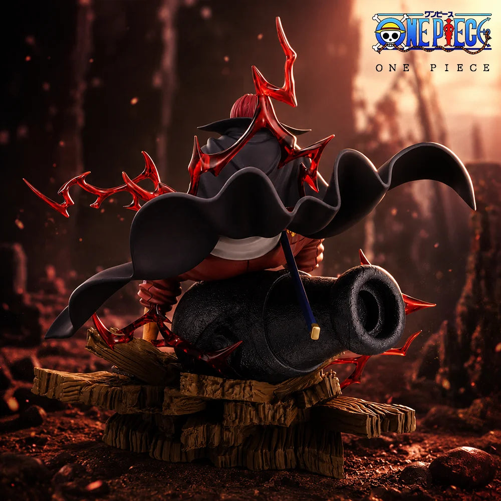 1pc 24cm/9.45in Official One Piece Red Hair Shanks Figure Anime PVC Statue Desktop Car Ornament Collectible Display Model Gift