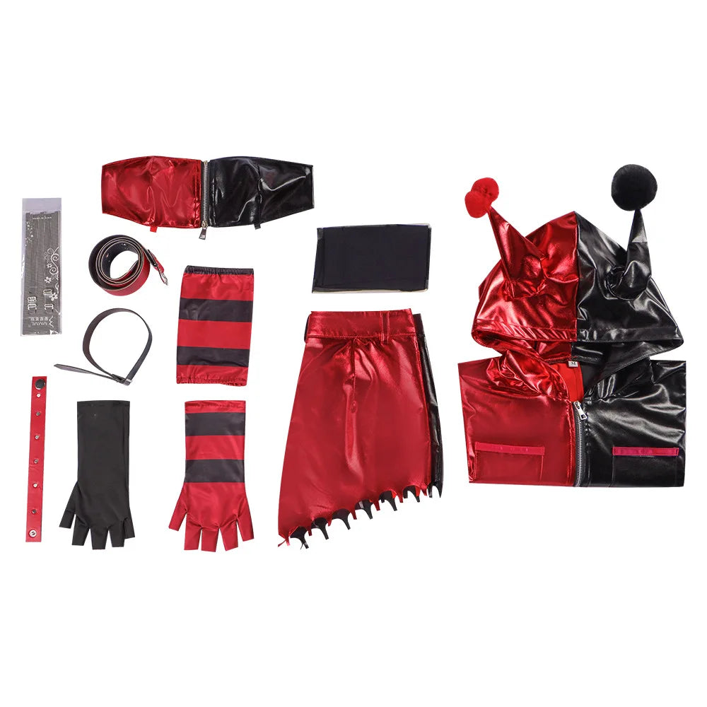 Anime Clown Harle Cosplay Costume Anime Quinzel Suicide Isekai Joker Girl Squad Uniform Wig Set Halloween Party Outfit for Women