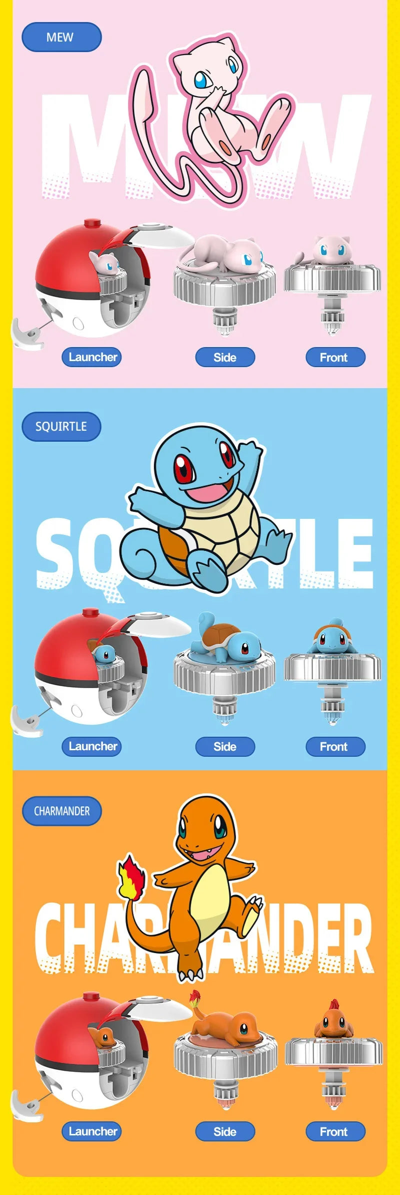 Pokemon Arena Set Spinning Top Ball Game Battle Pokeball Box Anime Figure Pikachu Charmander Squirtle Mew Eevee for Toy Child