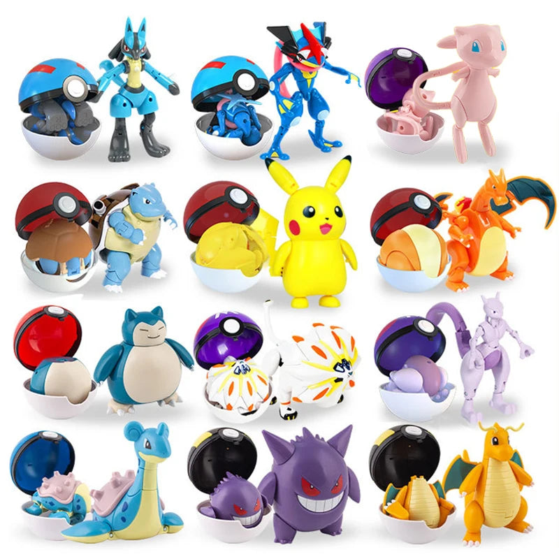 Pokemon Pokeball Figure Pikachu Dragonite Lapras Psyduck Mewtwo Gyarados Solgaleo Lunala Eevee Poke Ball Toy Kids Birthday Gift