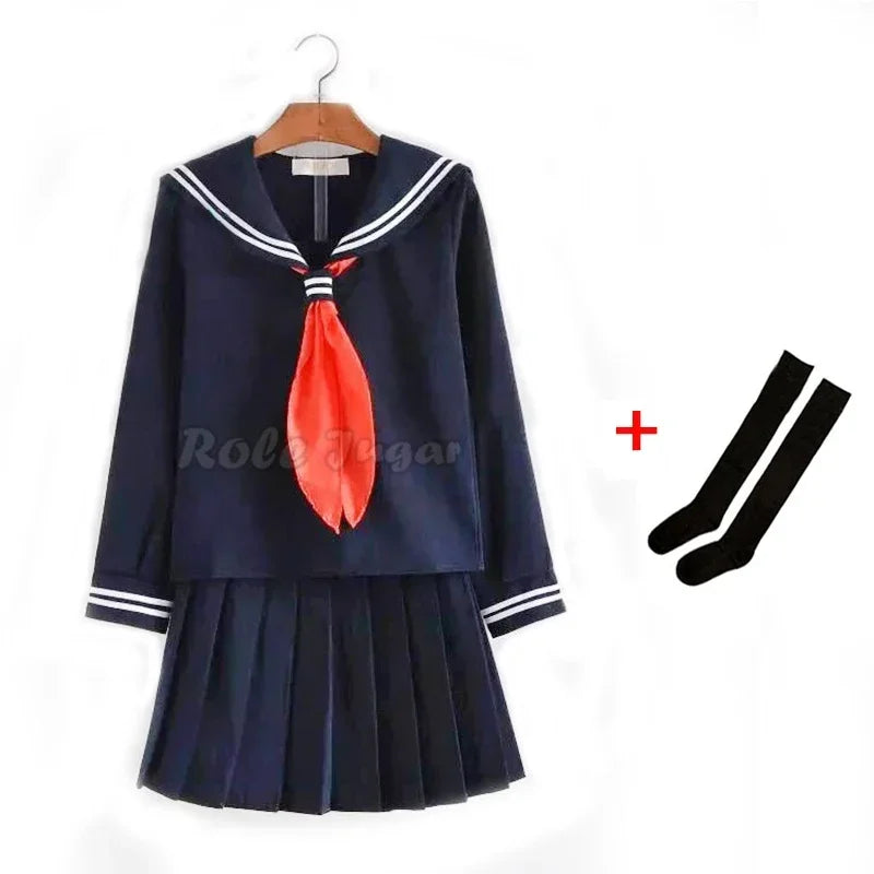 Japanese Korean Anime Cosplay Halloween Costume Women Girls Himiko Toga Cos JK Sailor Uniform Sweater Coat Wig dress up