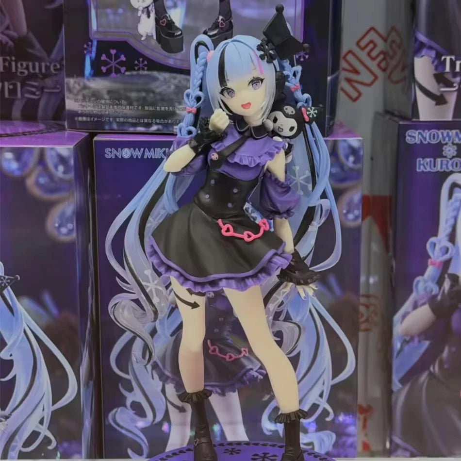 21CM Hatsune Miku X Cinnamoroll Raccoon Demon Kuromi Kawaii Anime Peripheral Figure PVC Action Figure Model Doll Toy Gift