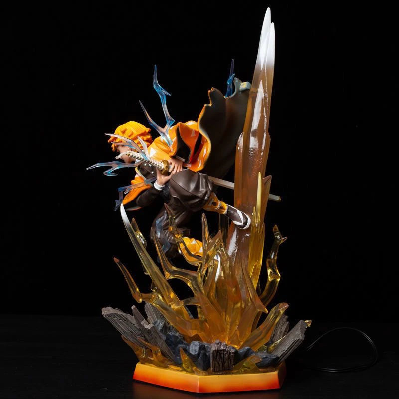 Demon Slayer 32cm Agatsuma Zenitsu Double Head Sculpture Figure PVC Light-Up Statue Anime Collectible Model Toy Room Decor Gift
