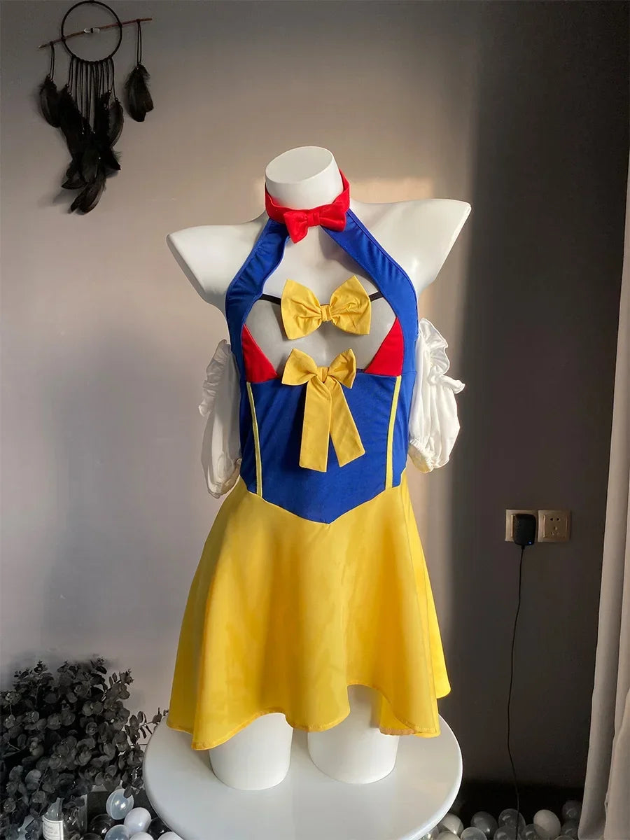 Sexy Maid Costume Outfit For Women Cosplay Cute Kawaii Lolita Exotic Style Bowknot Dress Uniform Party Halloween