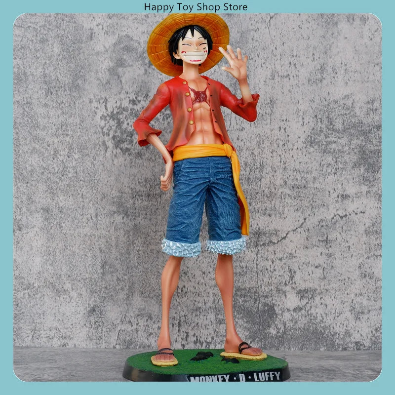One Piece Luffy Smiling Face Standing Pose Large & Small Size Anime Figure Statue Desktop Decoration Gift Set