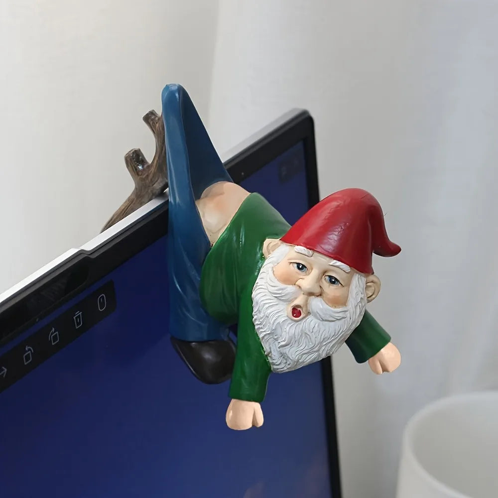 1pc New casual dwarf elderly funny pants hanging upside down with exposed buttocks design, statue resin bonsai pendant