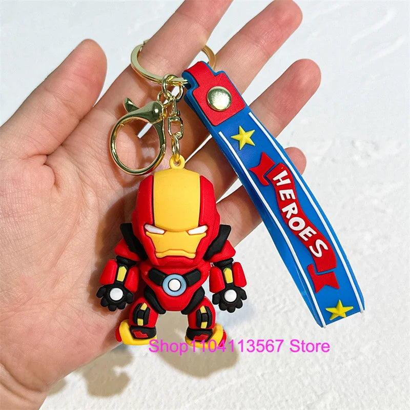 New Q Style Spider Hero Keychain Cartoon Super Heroes Deadpool Cute Doll Keyring Ornament Key Chain Pendant Kids Toys Gifts