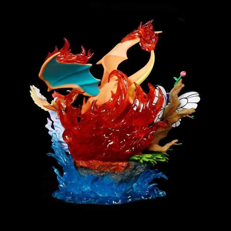 PokéMon Ash Ketchum Family Light Up Gk Anime Figure Charizard Squirtle Bulbasaur Collectible Model For Adult Collectors