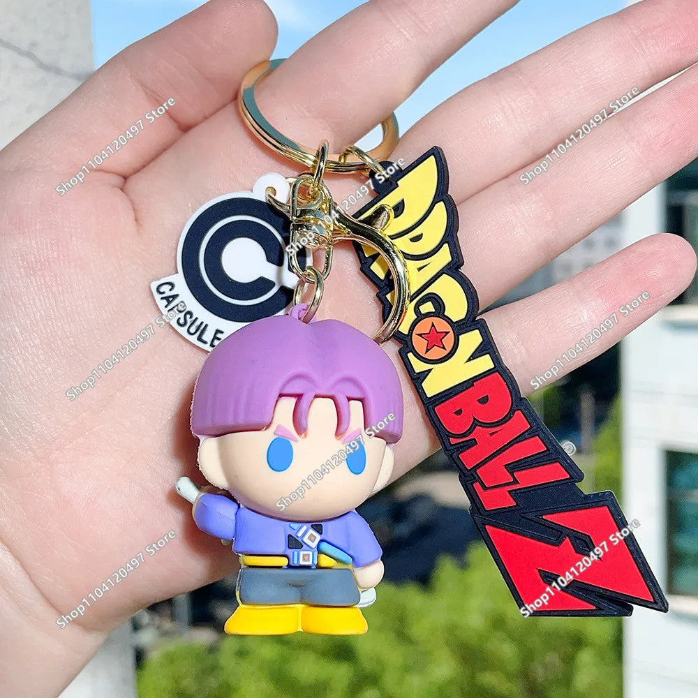 Anime Dragon Ball Keychain Fashion Jewelry Son Goku Vegeta Piccolo Crystal Ball Resin Action Figures PVC Key Ring Bag Pendant
