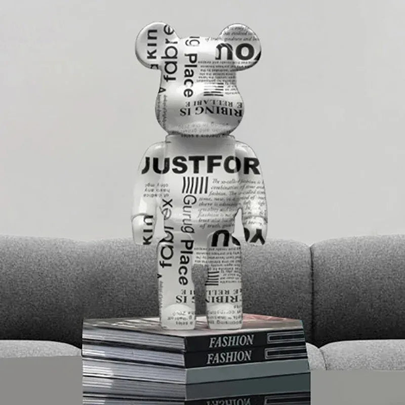 27cm/10Inches Graffiti Bear Figurine Home Decor Animal Abstract Ornament Storage Money Jar Modern Room Sculpture Table Decor