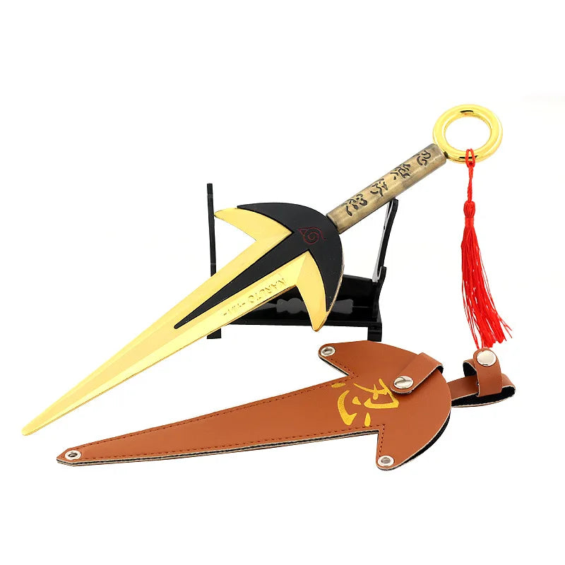 18cm/30cm Naruto Namikaze Minato Weapon The Art of FlyThunder God Kunai Metal Craft Model with Holster Desk Ninja Ornaments Toys