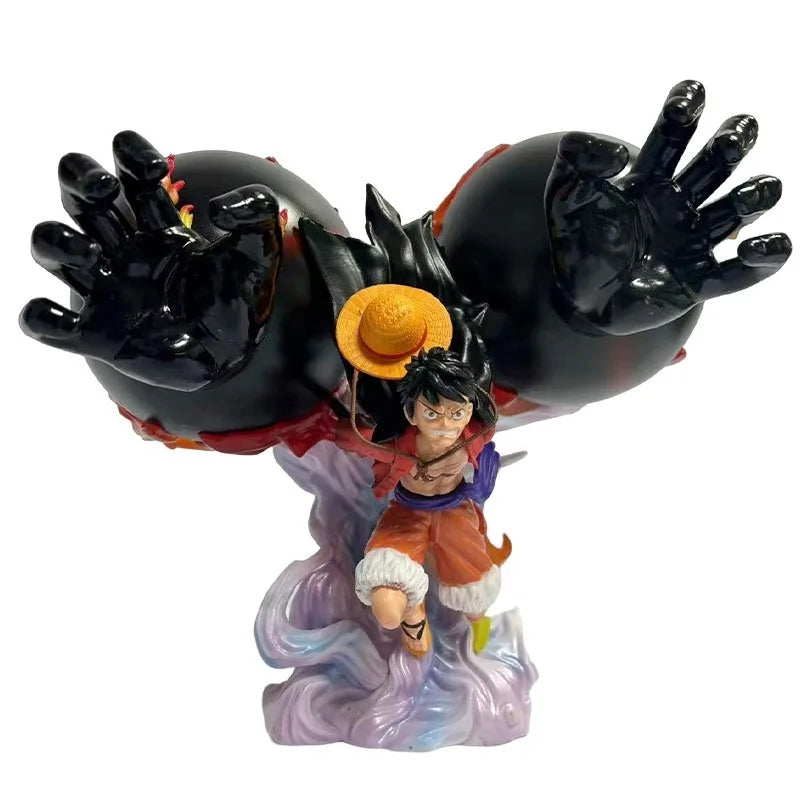One Piece GK Luffy Double Fist Gear Third Grizzly Magnum Figure, Straw Hat Pirates Full Form Scene Model Collectible