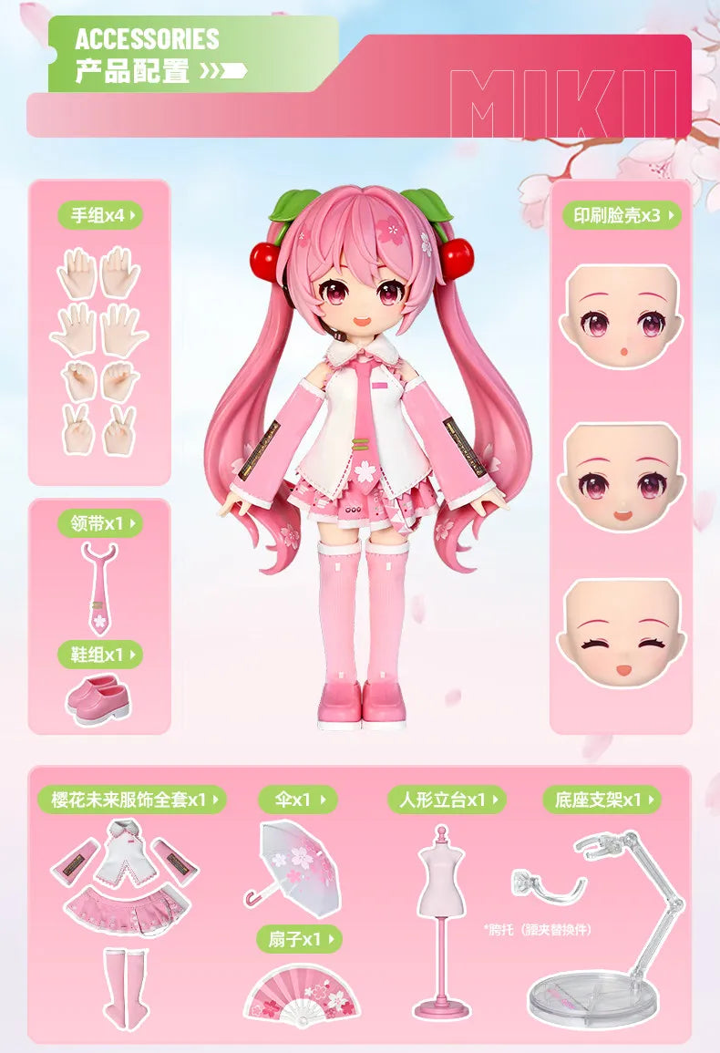 Blokees Hatsune Miku Action Figure DIY Joint Mobility Anime Assembly Figurine Toy Cartoon Doll Collection Figures Christmas Gift