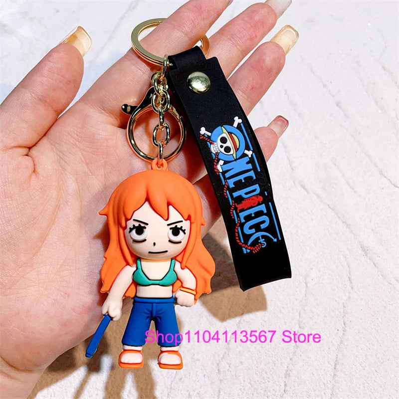 One Piece Luffy Keychain Monkey D. Luffy Roronoa Zoro Cartoon Character Ornament Key Bag Pendant Clothing Accessories