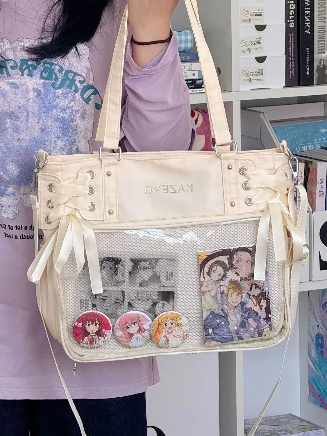 Japanese Harajuku Sweet Girl Ribbon Ulzzang Ita Bag Y2K Large Capacity Tote Bag Women Preppy Style Jk Uniform Shoulder Bag