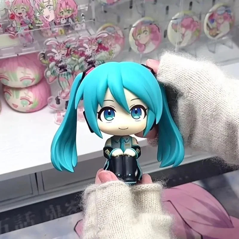 Hatsune Miku Q Version Sitting Figure 8cm PVC Anime Collectible Desktop Car Home Decor Gift